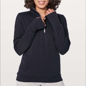 Lululemon Forever Warm Black Quilted Insulated
1/4 Zip Pullover Jacket Size 8